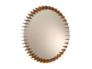 Круглое деревянное настенное зеркало с рамкой