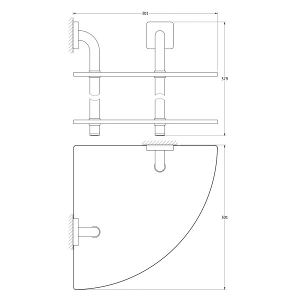 Полка 2-х ярусная угловая 30 см Ellux AVANTGARDE AVA 053 sun-id-561809 - Вид №1