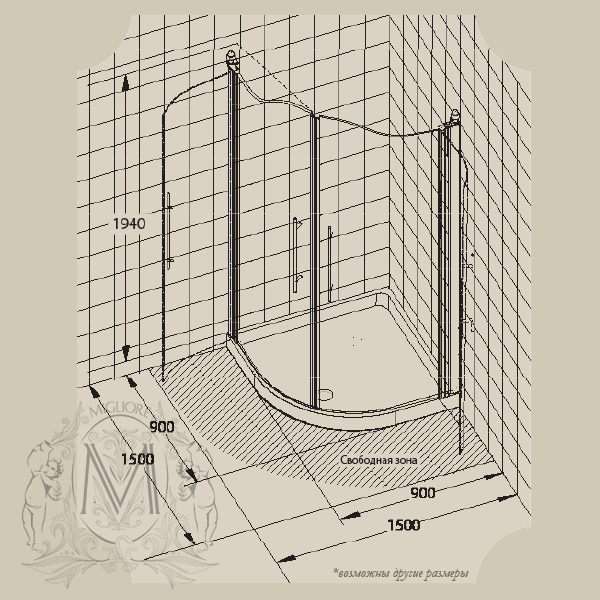 20423 Душевой уголок Migliore Diadema - Вид №3