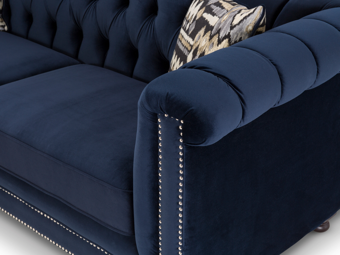Диван прямой синий с капитоне Hickory KELLY LOUNGE ДИЗАЙНЕРСКИЕ 210975 Синий  - Вид №3