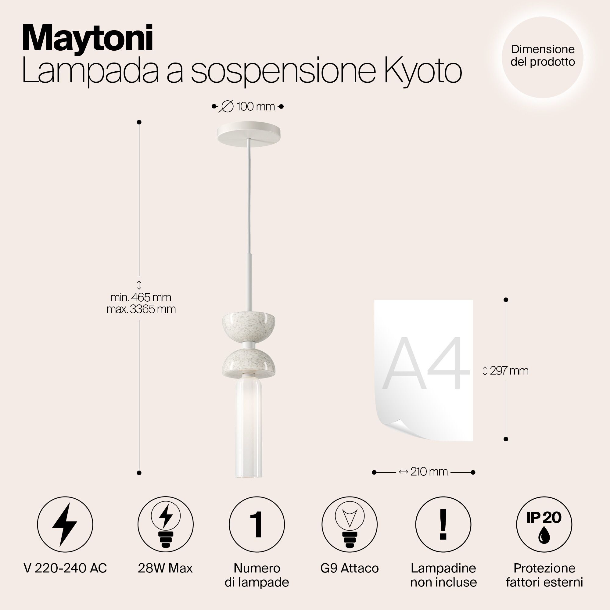 Мраморный подвесной светильник Maytoni Киото ARCH-00045883 - Вид №3