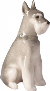 10592310 Императорский фарфоровый завод Скульптура "Цвергшнауцер сидящий" "Нора" Фарфор твердый