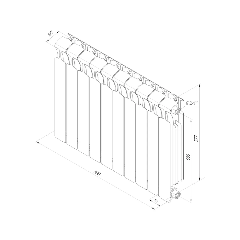Радиатор секционный Rifar Monolit M50010RAL7012 500/100 10 секций боковое подключение биметалл серый 82560808 STLM-2012856 - Вид №6