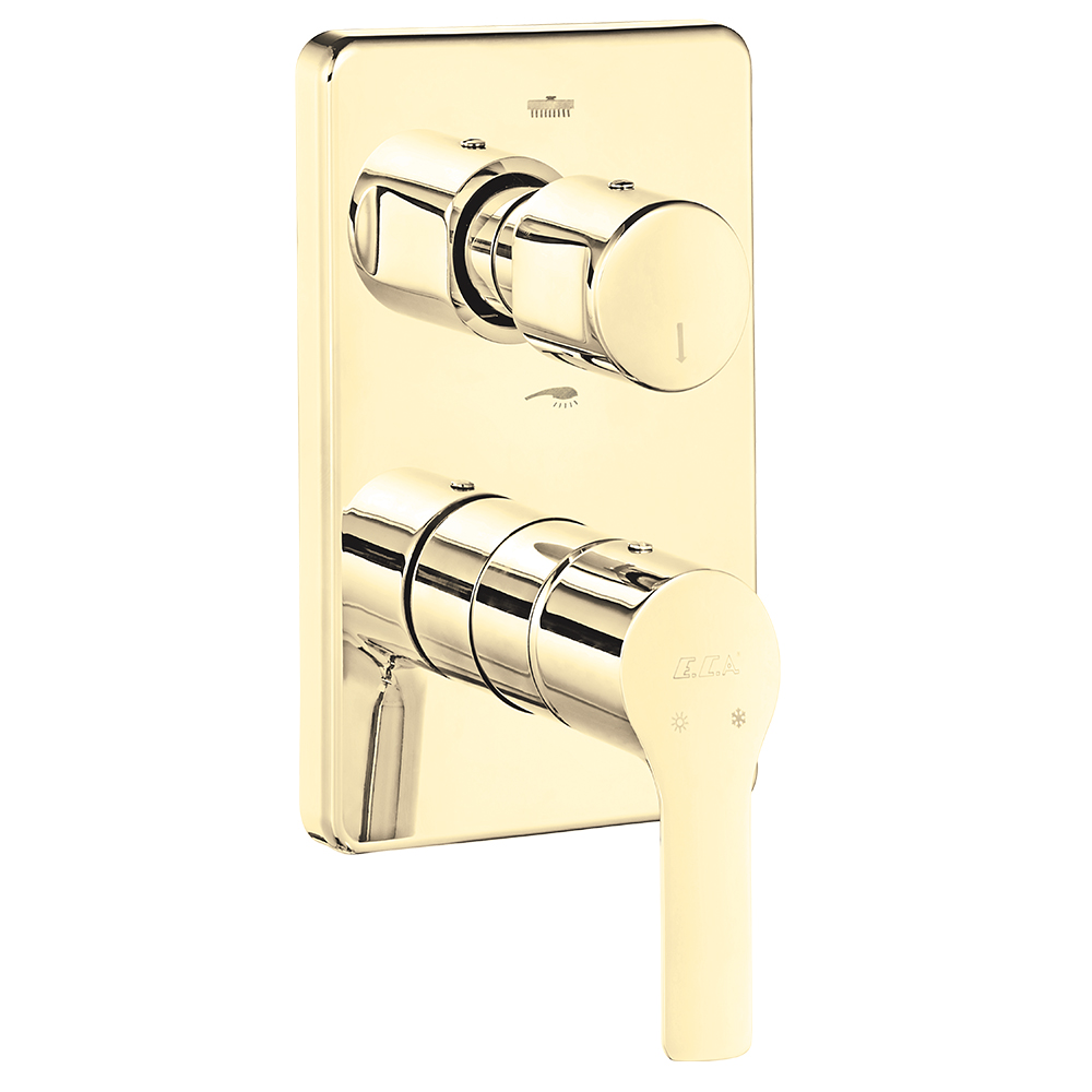 102867206-kde  Luna Скрытый смеситель для ванны / душа, монтируемый на поверхность - двухсторонний - золотой вид Eca  - Вид №1