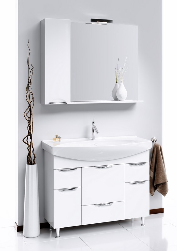 Лайн панель с зеркалом,  светильником и шкафчиком Li.02.10 AQWELLA LINE sun-id-277947 - Вид №1