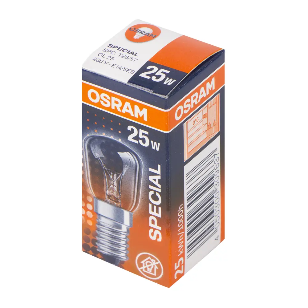 Лампа накаливания для холодильника Osram трубчатая T26/57 E14 25 Вт свет тёплый белый 16656311 STLM-2117677  - Вид №2