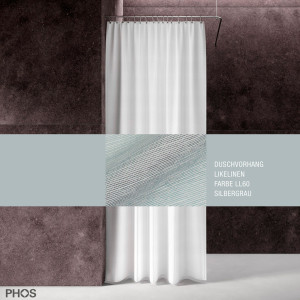 DV-LIKEL200-180-LL60 Занавеска для душа Likelinen, длина 200 см, ширина 180 см, серебристо-серая. PHOS