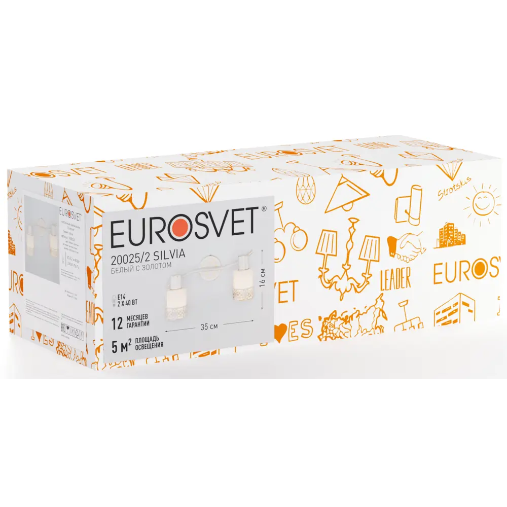 Спот поворотный Eurosvet 20025/2, 5 м², 2 лампы, цвет белый с золотом 88281156 STLM-2117083  - Вид №7