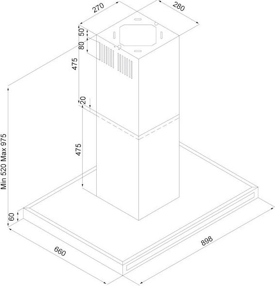 Silverline Островной кожух из нержавеющей стали с сенсорным управлением  4113  - Вид №3