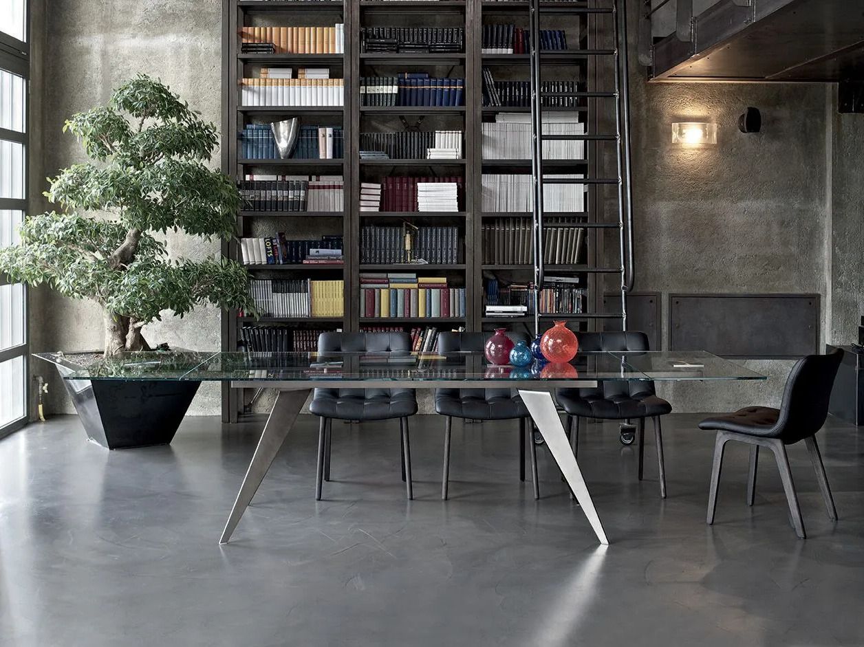 Выдвижной стальной и хрустальный обеденный стол Bontempi Casa RAMOS ARCH-00063299 - Вид №1