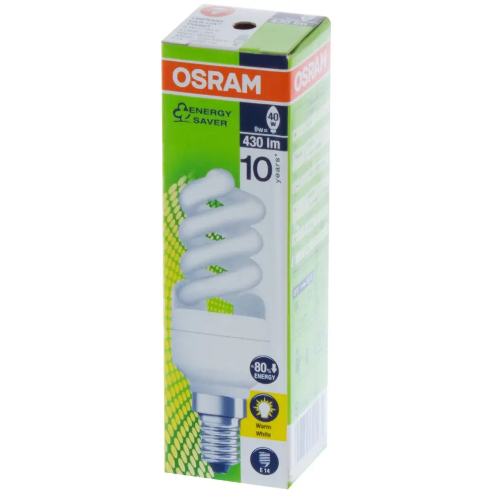 Лампа энергосберегающая Osram E14 9 Вт 430 Лм свет тёплый белый 18164741 STLM-2125470  - Вид №1