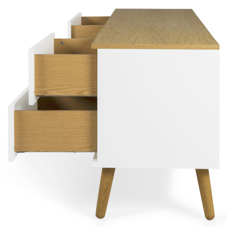 Тумба под ТВ Tenzo Dot, 60х162х43 см, дуб, белая 1664454 - Вид №6