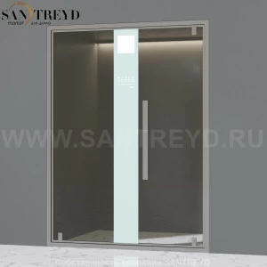 Effegibi OMNIASTEAM TOUCH Стеклянная правая дверь со встроенным парогенератором. Отделка: алюминий. Мощность: 4,5 кВт. Размер: длина 150 см, высота 202 см OT.145.45R