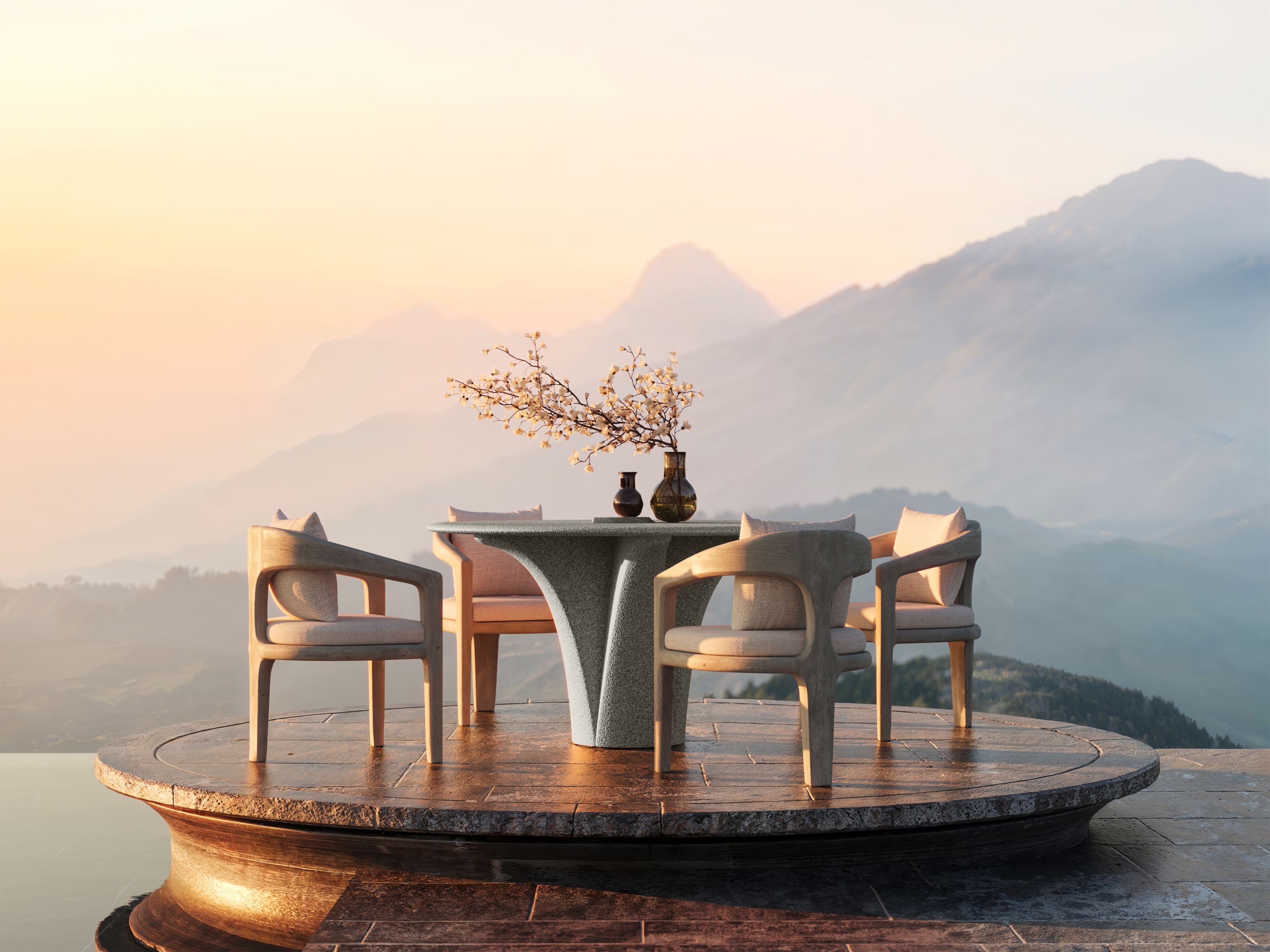 Круглый садовый стол из песчаника SNOC Savio ARCH-00111739 - Вид №3