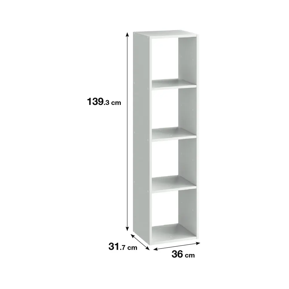 Стеллаж Spaceo KUB 4 секции 36x139.3x31.7 см ЛДСП цвет белый 82731913 STLM-2002290  - Вид №1