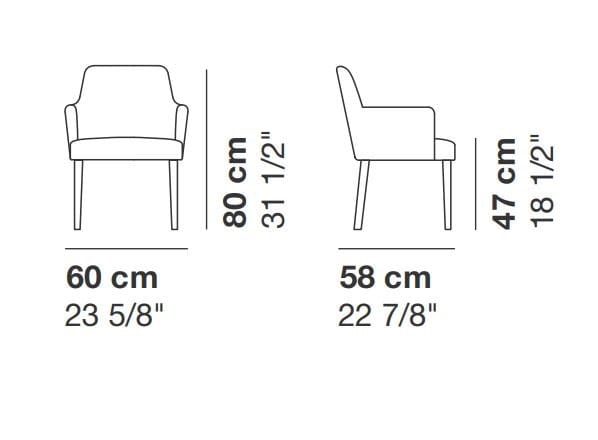 Тканевый стул с подлокотниками La Cividina велюр ARCH-00023883 - Вид №4