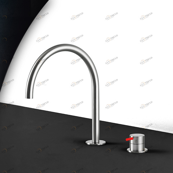 Смеситель для раковины матовая сталь с красной ручкой Toki Radomonte TKI32SCIL25