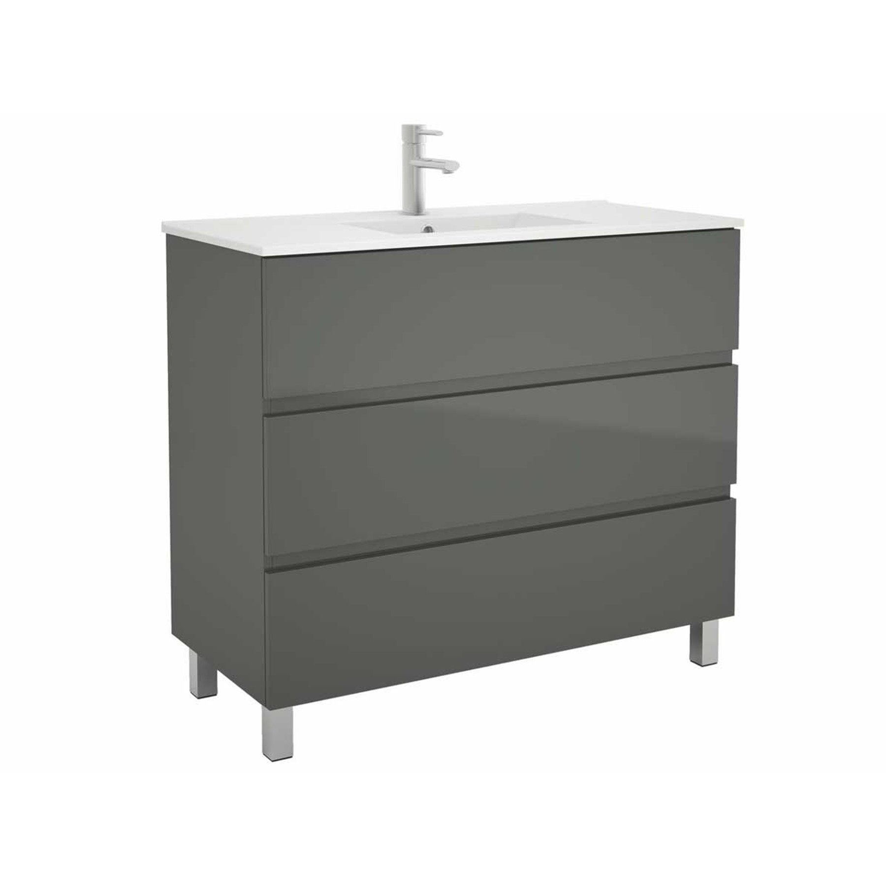 23253 SALGAR Мебель для умывальника FUSSION LINE 1000 3 ящика GLOSS GREY 997 x 868 x 450 мм - Вид №1