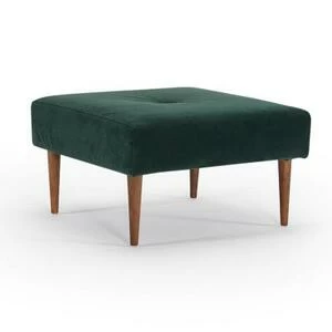 Пуф Recast с ножками из темного дерева и черной рамой, зеленый