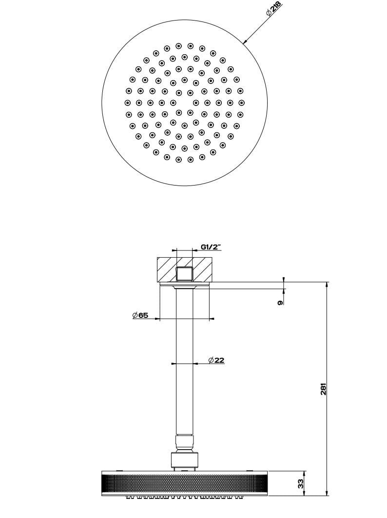 Латунная круглая потолочная душевая головка Gessi гравированный ARCH-00079347 - Вид №2