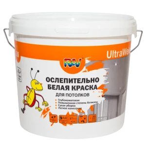 Краска для потолков Rav UltraWeiss матовая цвет белый 5 л 82127814 STLM-2092919