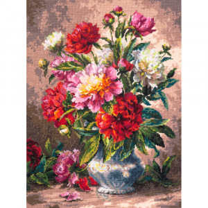 040-69 Пионы Набор для вышивания Чудесная Игла 28 х 35 см Чудесная игла