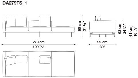 B&B Italia 3-х местный тканевый диван с шезлонгом Dock sun-id-1355318 - Вид №102