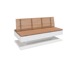 Бетонная и деревянная скамья со спинкой