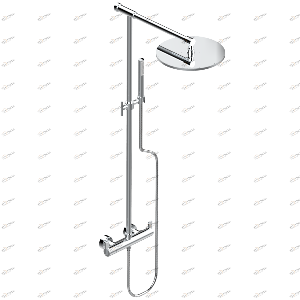 U2A-6529CG Смеситель термостатический для душа настенного монтажа 1/2" с душевой колонной, верхним душем Ø 300 мм, ручным душем и шлангом Thg-paris Le 11 Хром U2A 6529CG  A02 CAT.A