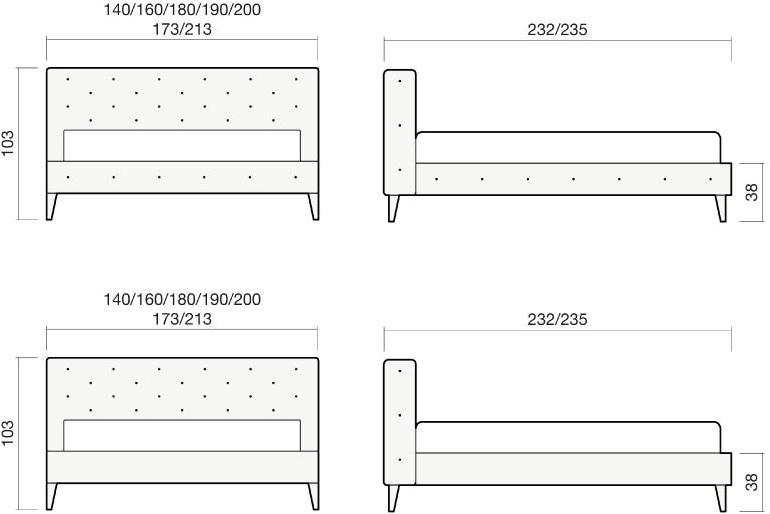Chaarme Letti Кровать из мягкой ткани с тафтинговым изголовьем sun-id-1500935 - Вид №2