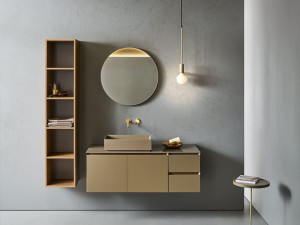 Состав ванной комнаты с умывальником, колонной и зеркалом