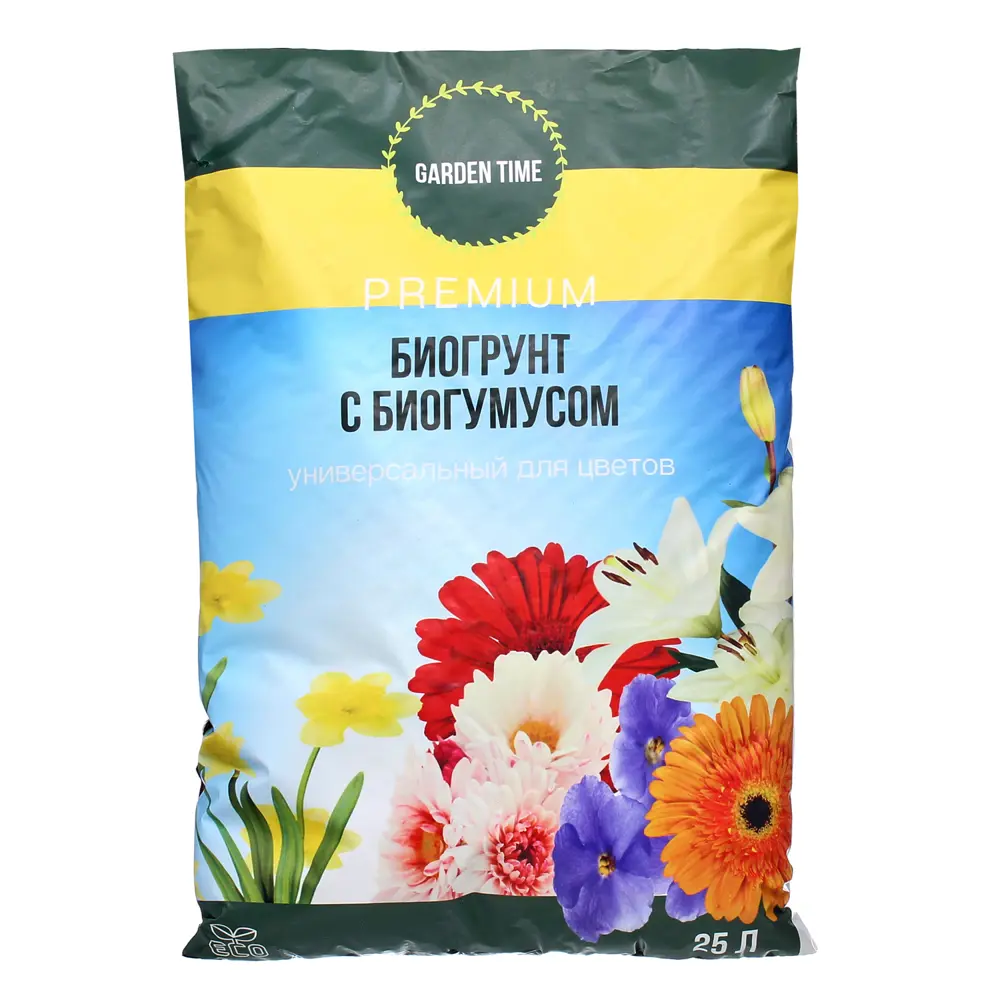 Грунт Garden time для цветов с биогумусом 25Л 83742327 STLM-2017423 Santreyd 