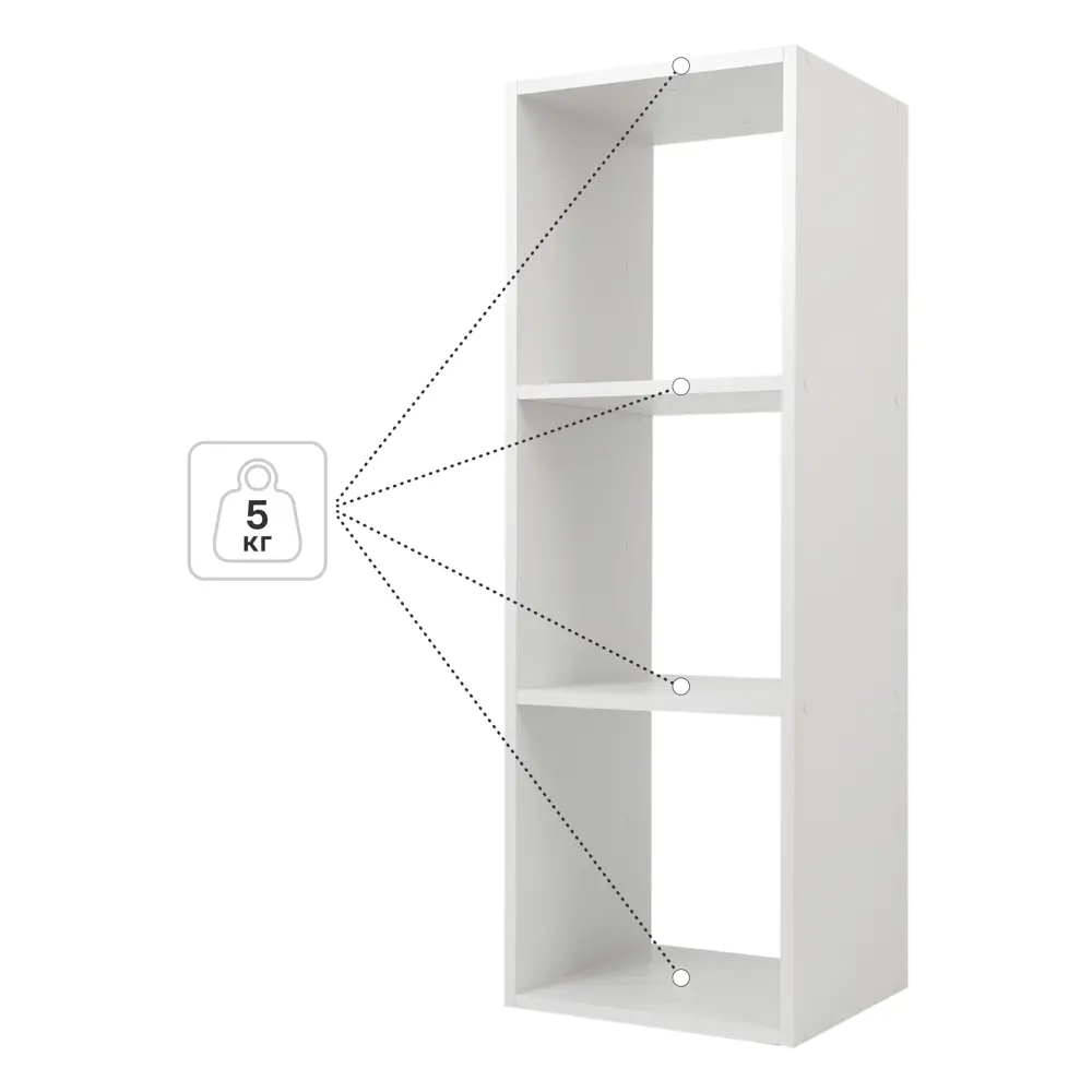 Стеллаж KONSENSA Руан 3 секции 36x104x31.7 см ЛДСП цвет белый STLM-2140804 - Вид №2
