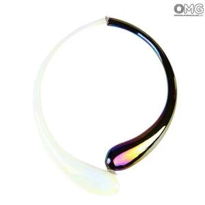 2543 ORIGINALMURANOGLASS Колье Дениз чёрно-белое переливчатое - Original Murano Glass OMG 21 см