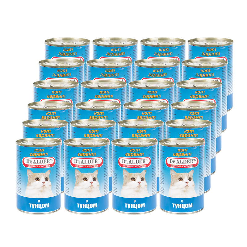 ПР0037894*24 Корм для кошек Cat Garant сочные кусочки в соусе, тунец конс. 415г (упаковка - 24 шт) Dr. ALDER`s 