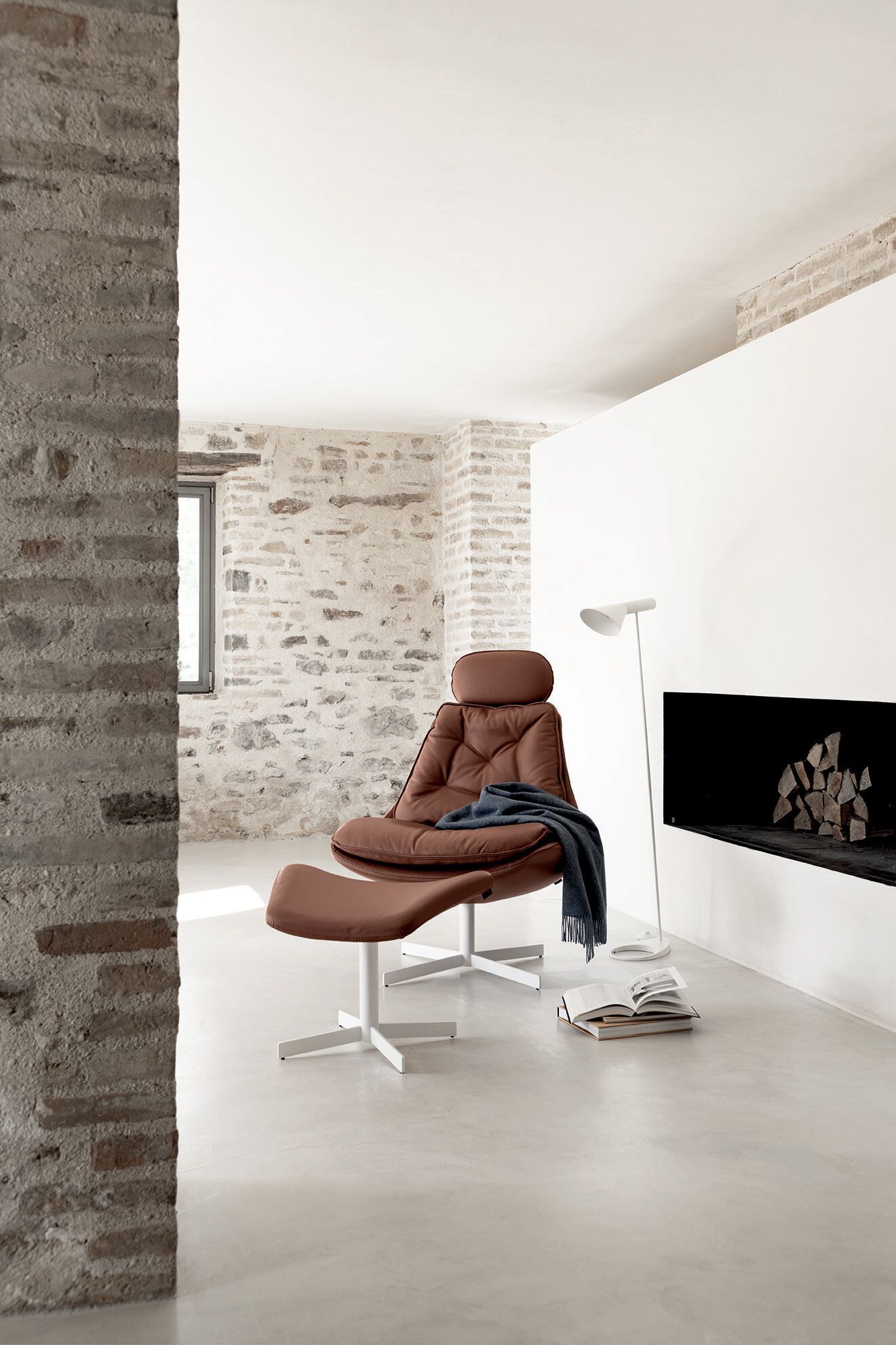 Съемное вращающееся кресло из кожи и ткани Bontempi Casa DAYA ARCH-00132372 - Вид №5