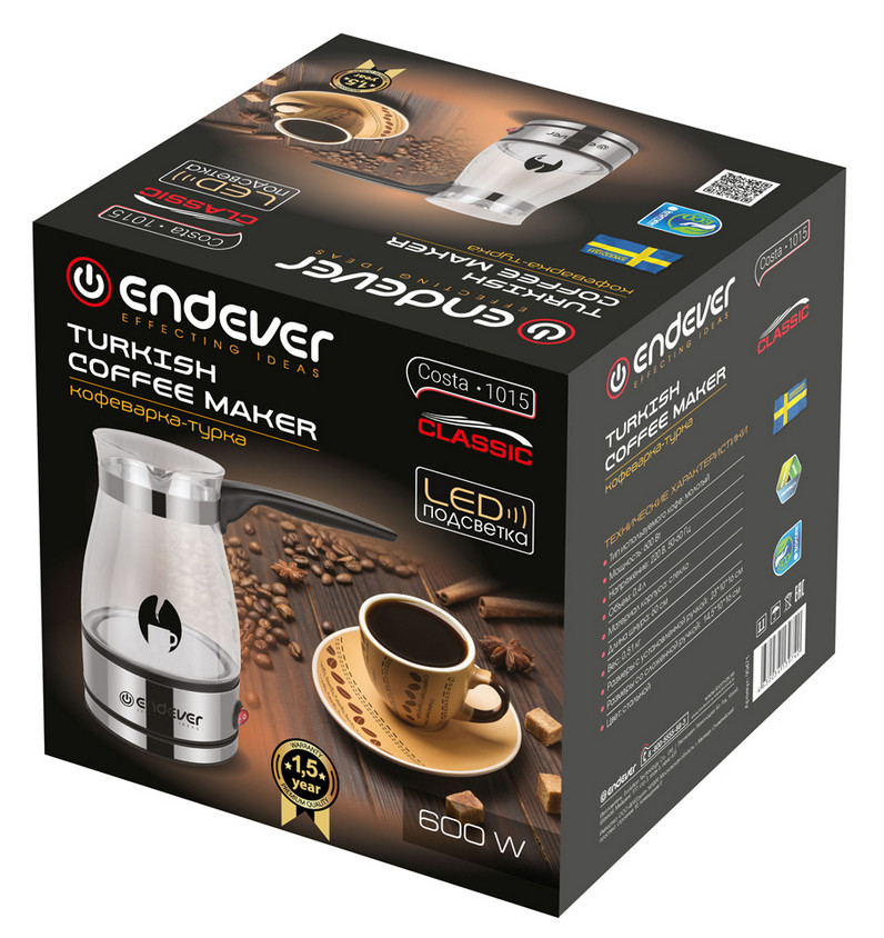9081207 Электрическая турка Endever COSTA-1015 серебристый STDN-0053353 - Вид №3