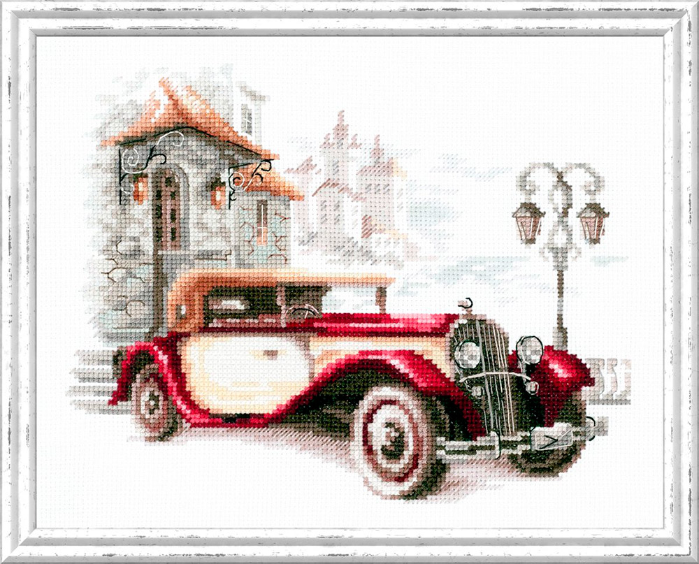 110-022 Ретро-автомобиль. Кадиллак Набор для вышивания Чудесная Игла 20 х 16 см Чудесная игла 