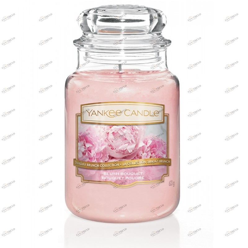 Свеча большая в стеклянной банке "Пудровый букет" Blush Bouquet 623 гр 110-150 часов YANKEE CANDLE  267854 Розовый 