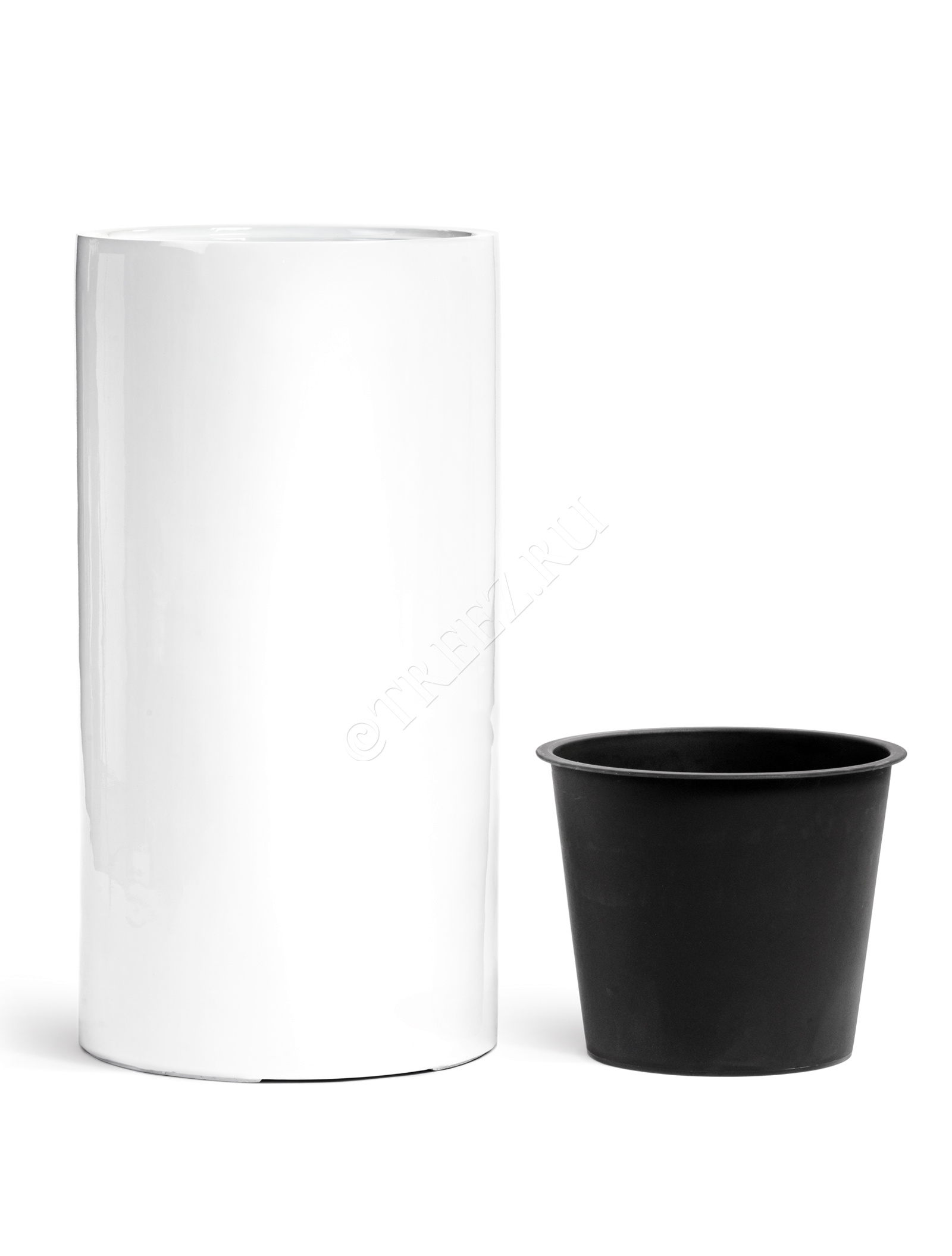 41.3320-05-039-WH-60 Кашпо  Effectory - серия Gloss - Цилиндр высокий- Белый глянцевый лак Цветочная коллекция  - Вид №3