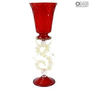 1012 ORIGINALMURANOGLASS Венецианский Красный бокал Rosso S Dorato - муранское стекло OMG 10 см