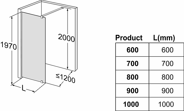 59606290 Несъемная душевая стенка IFO Space с настенным кронштейном - алюминиевый профиль, прозрачное стекло., SFNK 600 - Вид №1