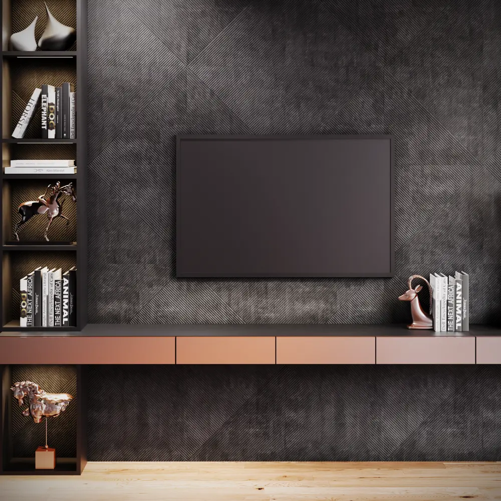 Декоративная панель 3D МДФ Квадро 3 Бетон Темный цвет серый 50x50 см Santreyd STLM-2120672 - Вид №4