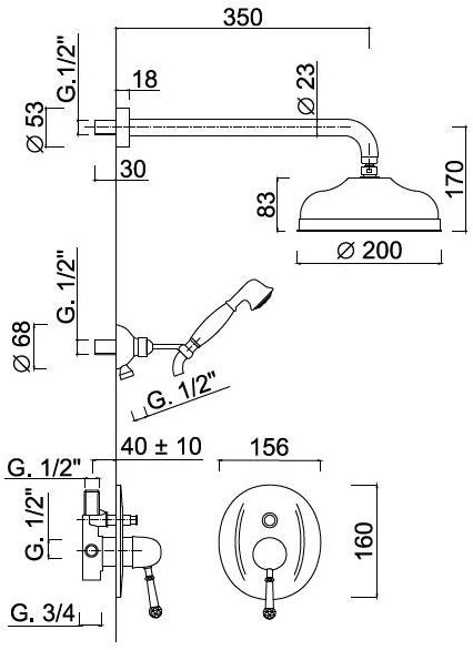 Rubinetteria Giulini Душевой набор с ручным душем Symphony 4311kb - Вид №1