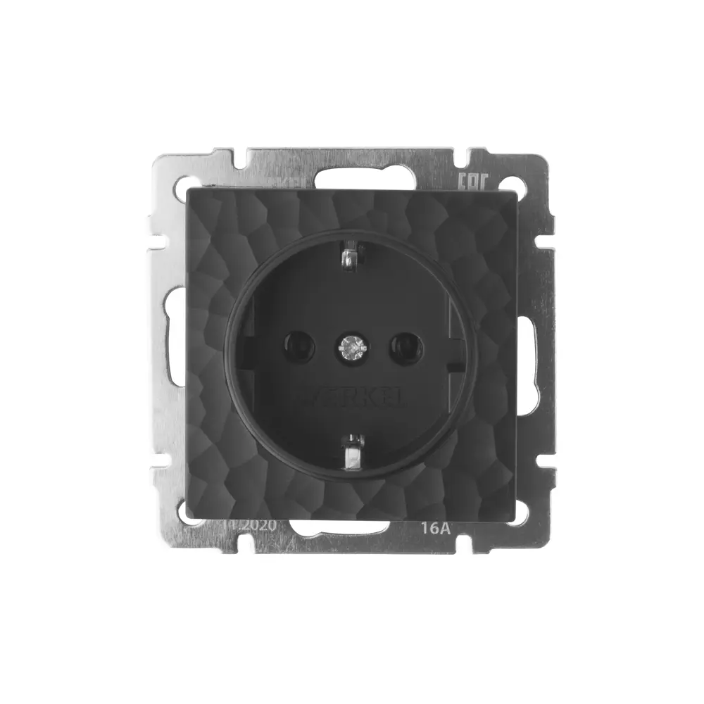 Розетка встраиваемая Werkel Hammer с заземлением со шторками цвет черный STLM-2075173
