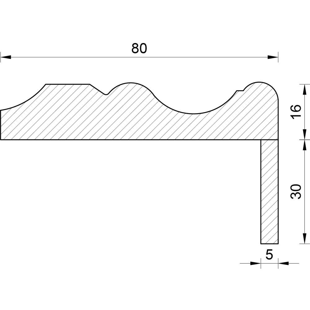 Телескопический наличник Волна 2500x80x16 мм белый эмаль (6 шт.) 89432555 Santreyd STLM-1581507