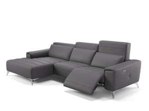 Кожаный диван с полуостровом