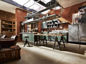 Кухня из нержавеющей стали с островом