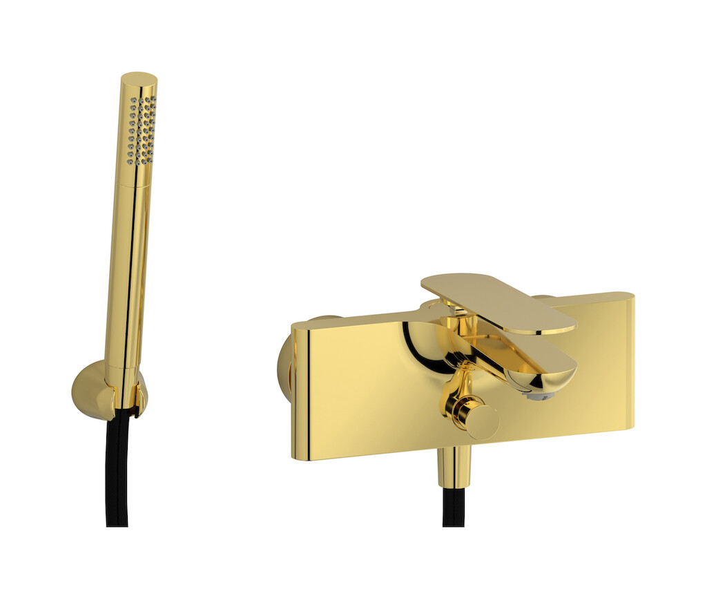 Настенный смеситель для ванной в комплекте с душевым гарнитуром WE ARE IB k2250oo Gold K2