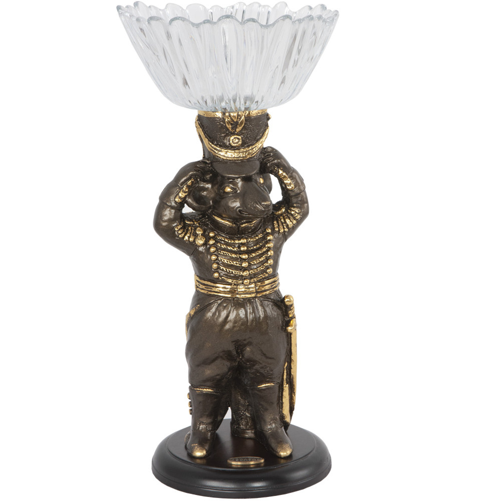 52081 BOGACHO Фруктовница-конфетница Бравый гусар Литьевой мрамор / стекло 